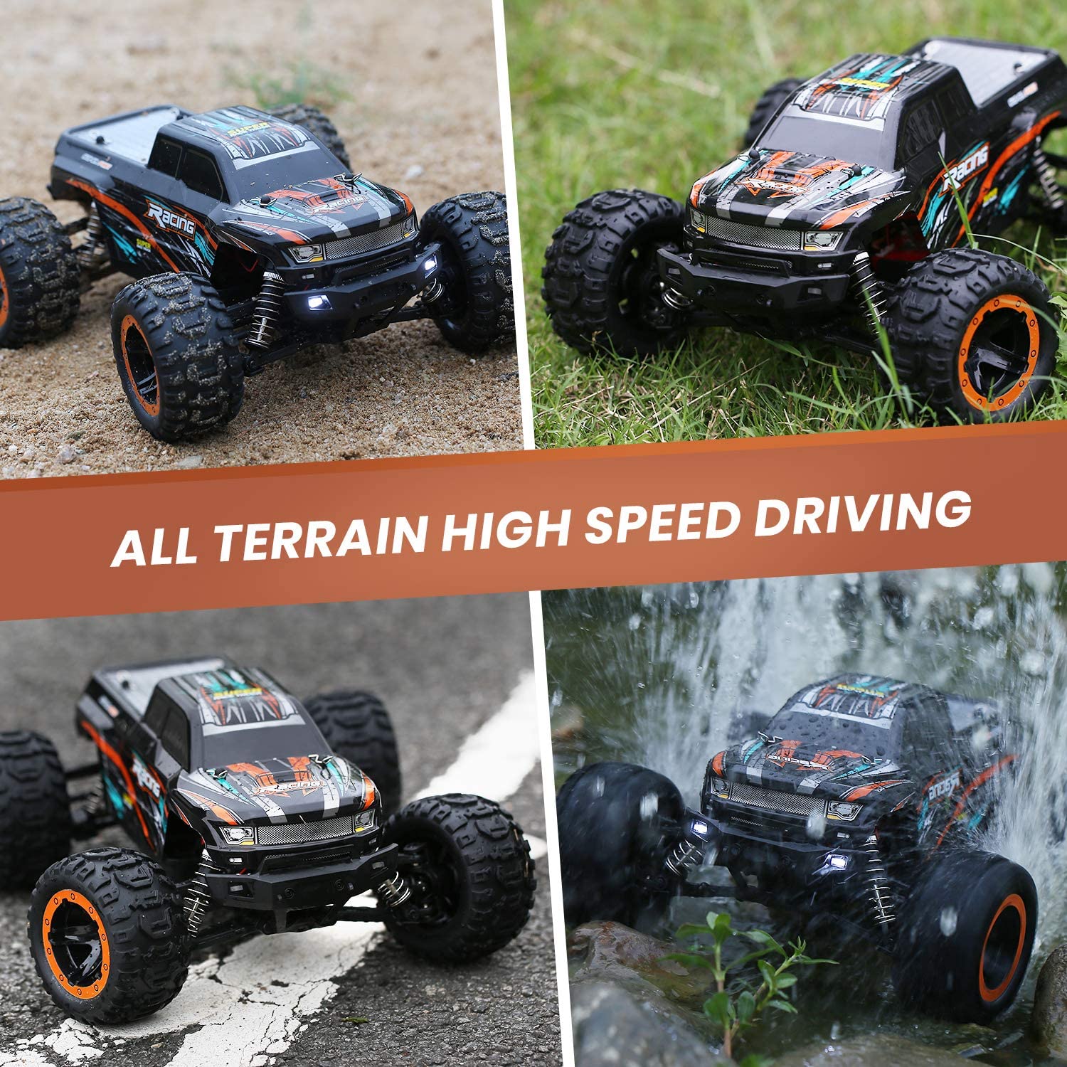 DEERC Car High Speed Remote Control Car 4WD Off Road Truck Vehicle 1:18 Scale 30+ MPH for Adults Gifts for Kids Play Outdoor 2 Batteries