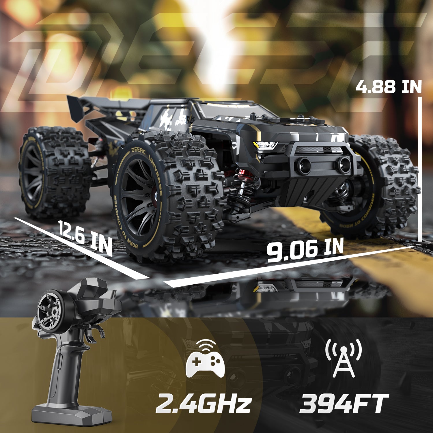 DEERC 1/14 Fast Brushless RC Cars for Adults & Boys, Max 50+ MPH, 2 3S Lipo Batteries 4x4 Waterproof RC Truck, High Speed Offroad Remote Control Car, All Terrain RC Truggy for Snow,Sand & Mud