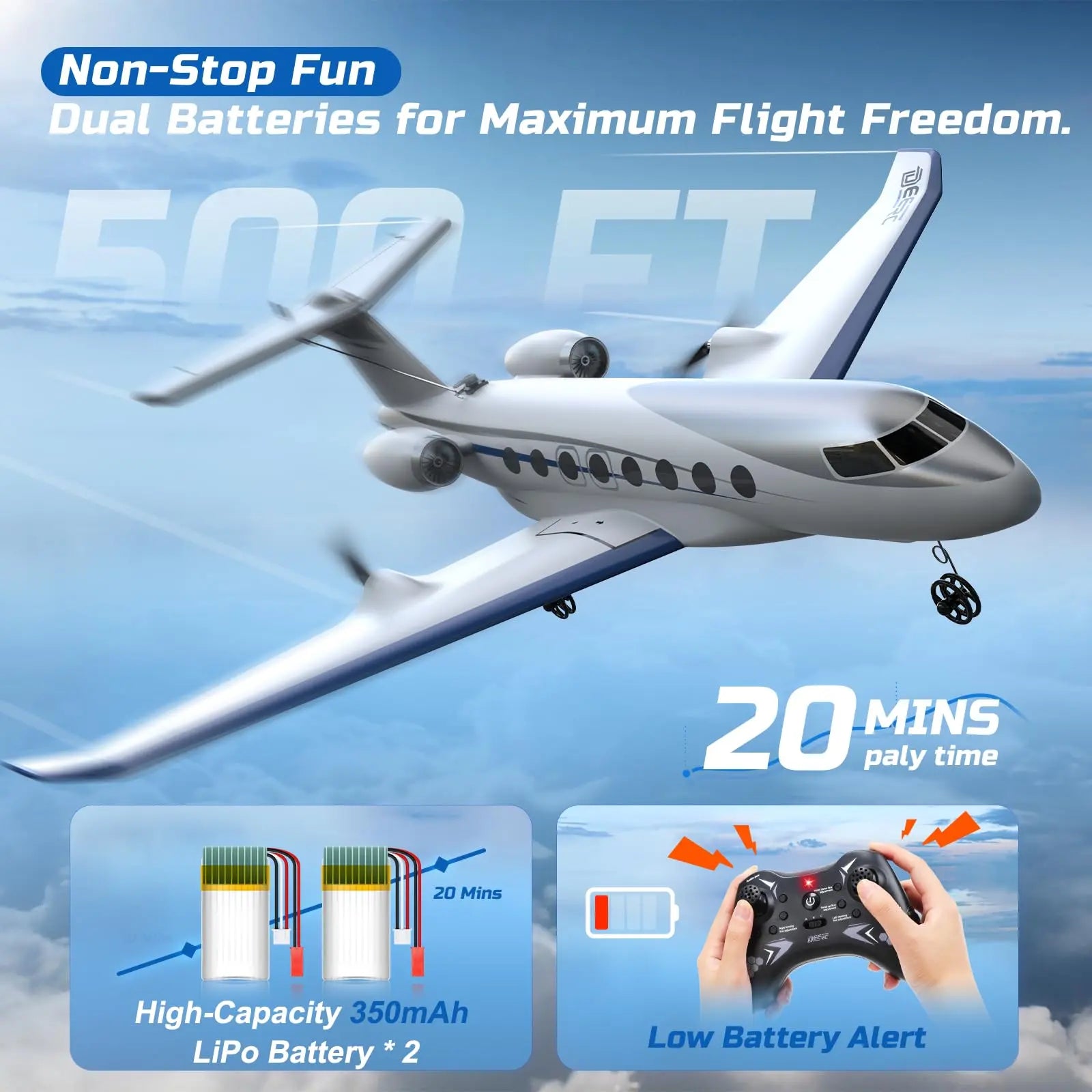 DEERC Z67 RC Plane, 3CH Remote Control Airplane with 6-Axis Gyro, Read
