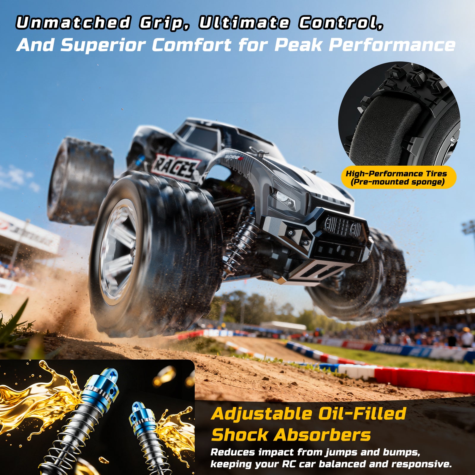 DEERC 1/16 Fast Brushless RC Cars for Adults, Max 56mph, 2 3S Lipo Batteries Electric Off-Road Waterproof RC Truck,4X4 High Speed Remote Control Car, All Terrain RC Truggy for Boys