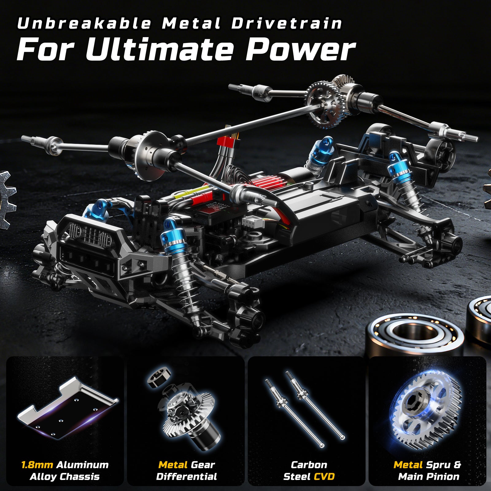 DEERC 1/16 Fast Brushless RC Cars for Adults, Max 56mph, 2 3S Lipo Batteries Electric Off-Road Waterproof RC Truck,4X4 High Speed Remote Control Car, All Terrain RC Truggy for Boys