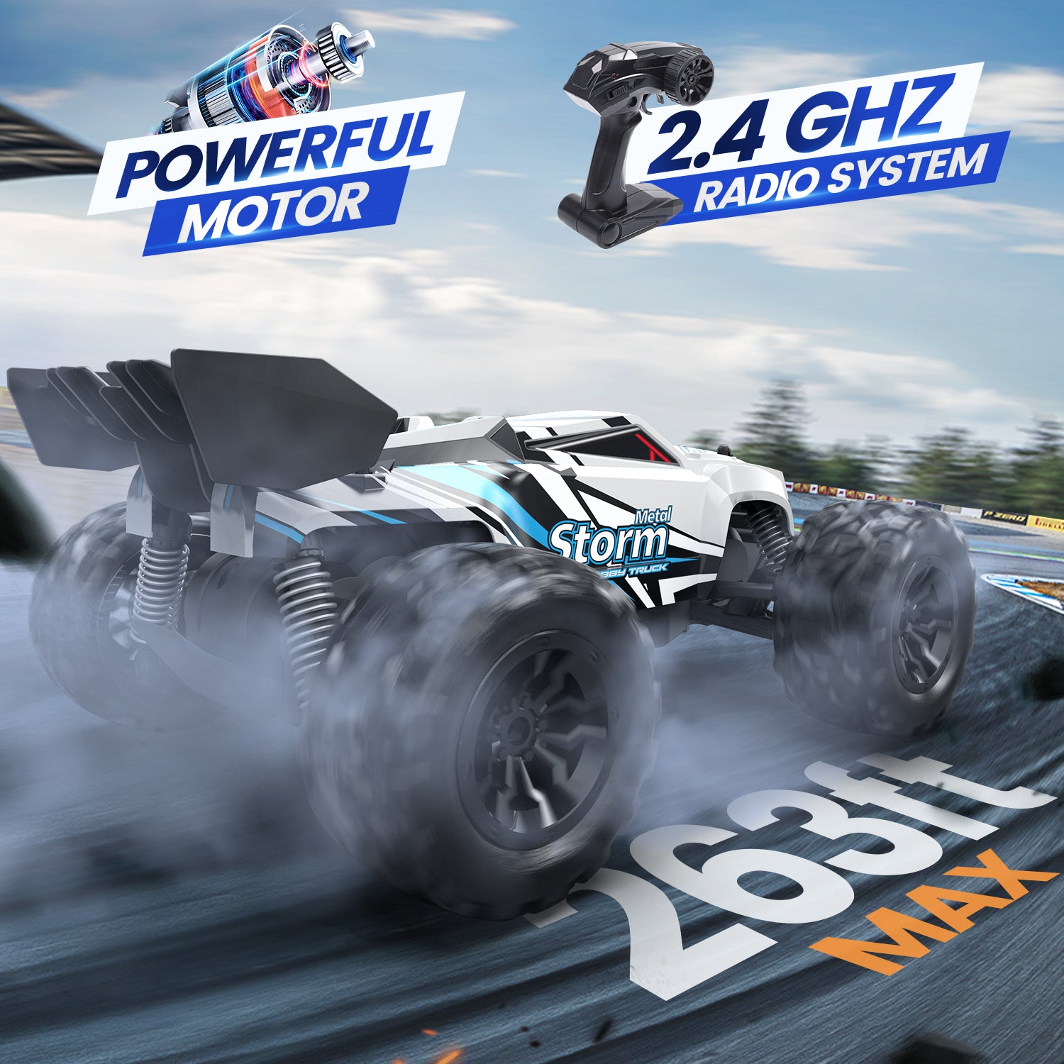 DEERC RC Car Remote Control Car for Age 8-12, All Terrain RC Monster Truck W/ 2 Batteries for 40 Min Play, 2.4GHz Outdoor Off Road Rock Crawler Toy Xmas Gift for Boys Girls Kids Beginners