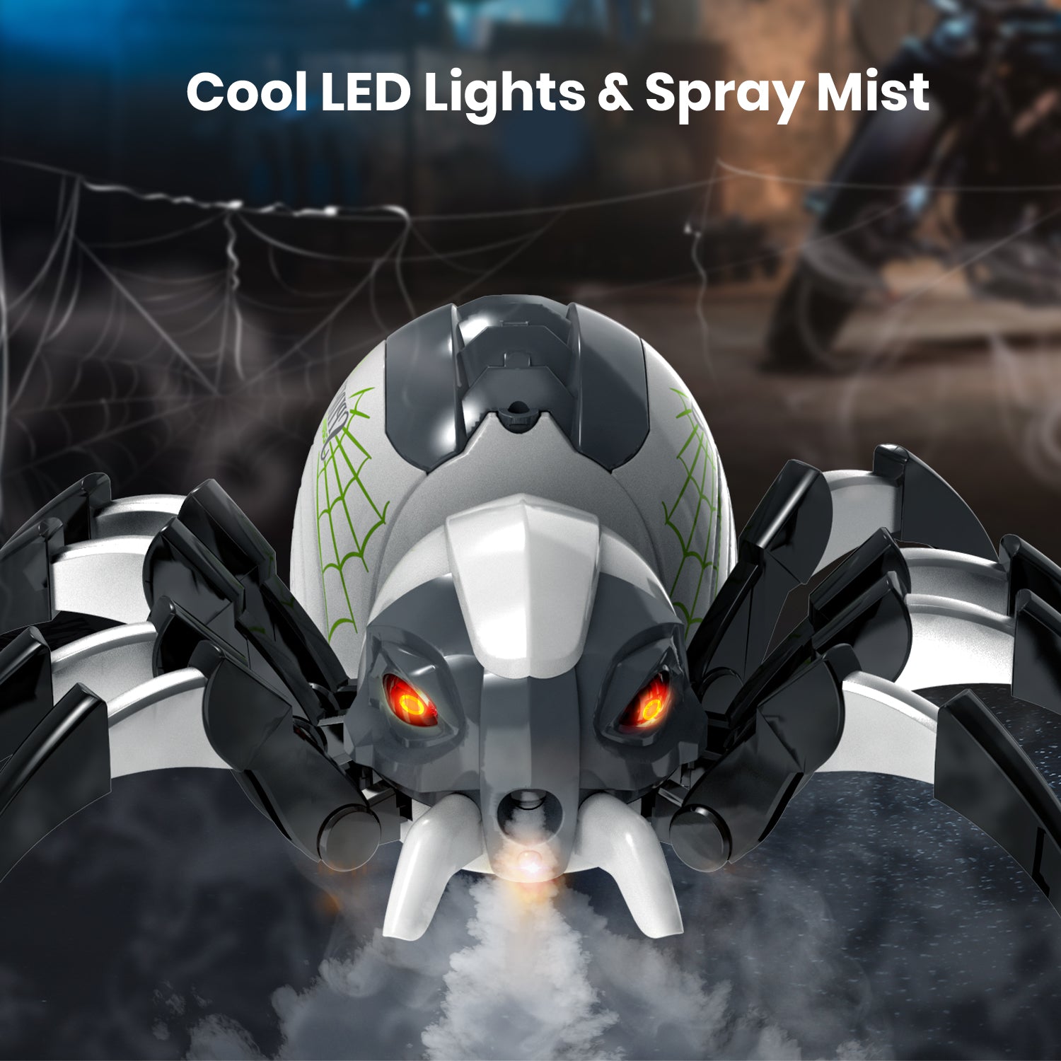 DEERC 128A Remote Control Spider, RC Moving Spider Robot Toys for Kids, Halloween Gifts for Birthday Party Joke Pranks, Wireless Remote Controlled Spider with Real Music Effect & LED Light