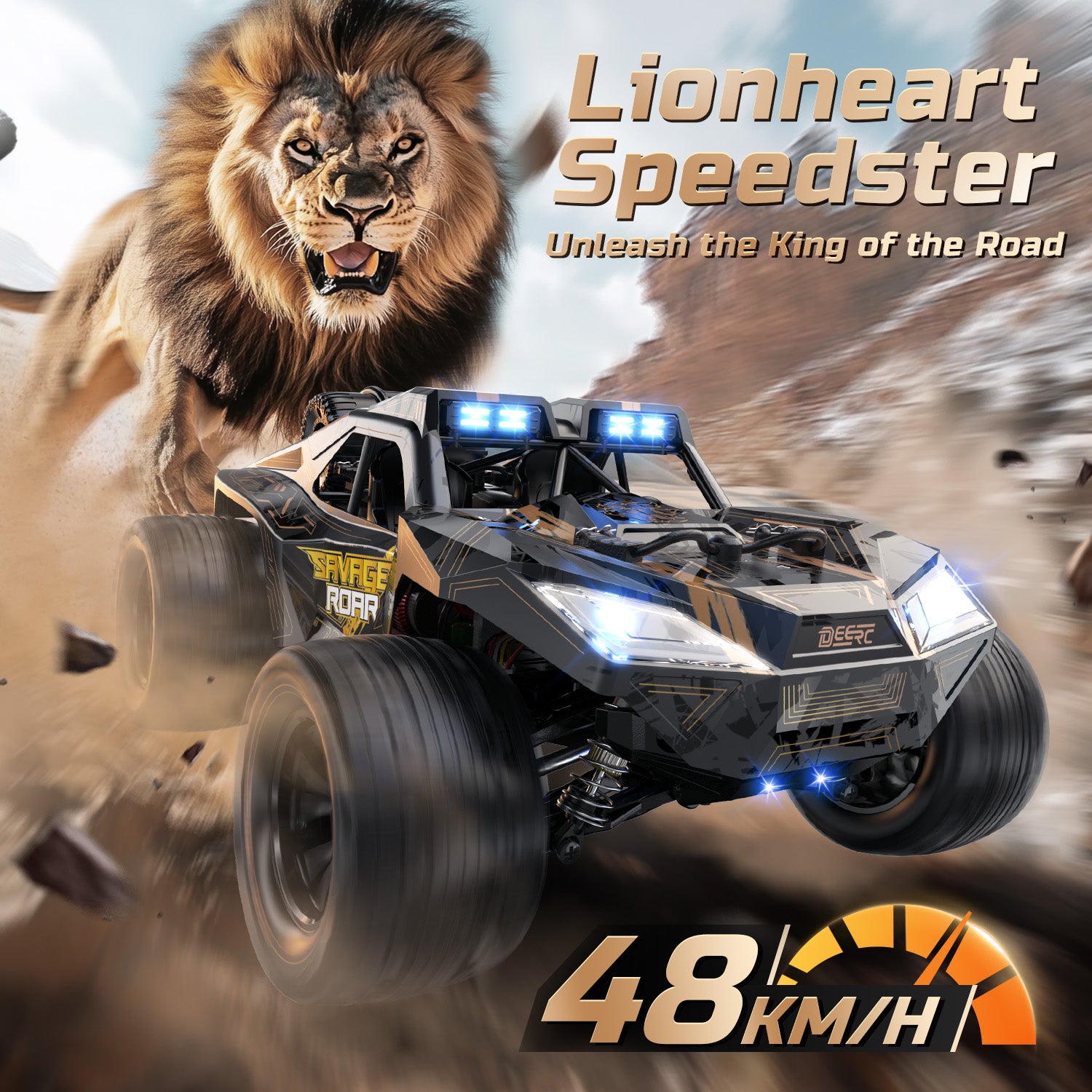 High Speed Remote Control Off-road Truck, 48K/H, LED Flash, Upgraded Shell, DIY, Climbing Vehicle, All-terrain Vehicle, 2 Large-capacity Batteries, 40 Minutes Of Battery Life