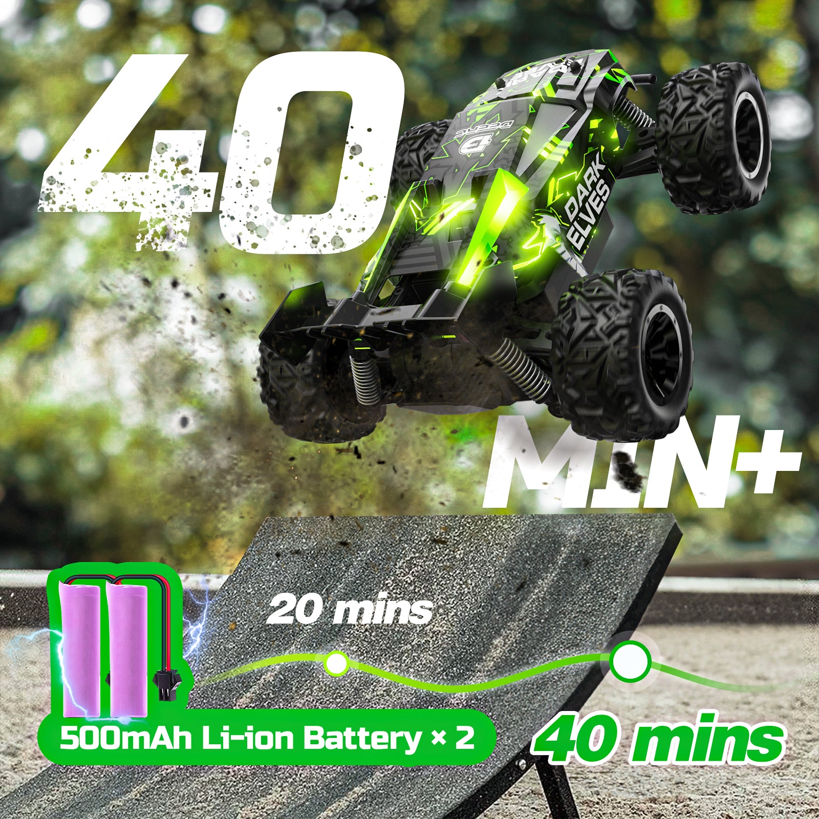 DEERC Remote Control Car, Glowing Eagle RC Cars for Boys Age 8-12 W/ 2 Rechargeable Batteries for 40 Min Play, 2.4Ghz All Terrain Off-Road RC Monster Truck Toys for Kids Birthday Xmas Gift