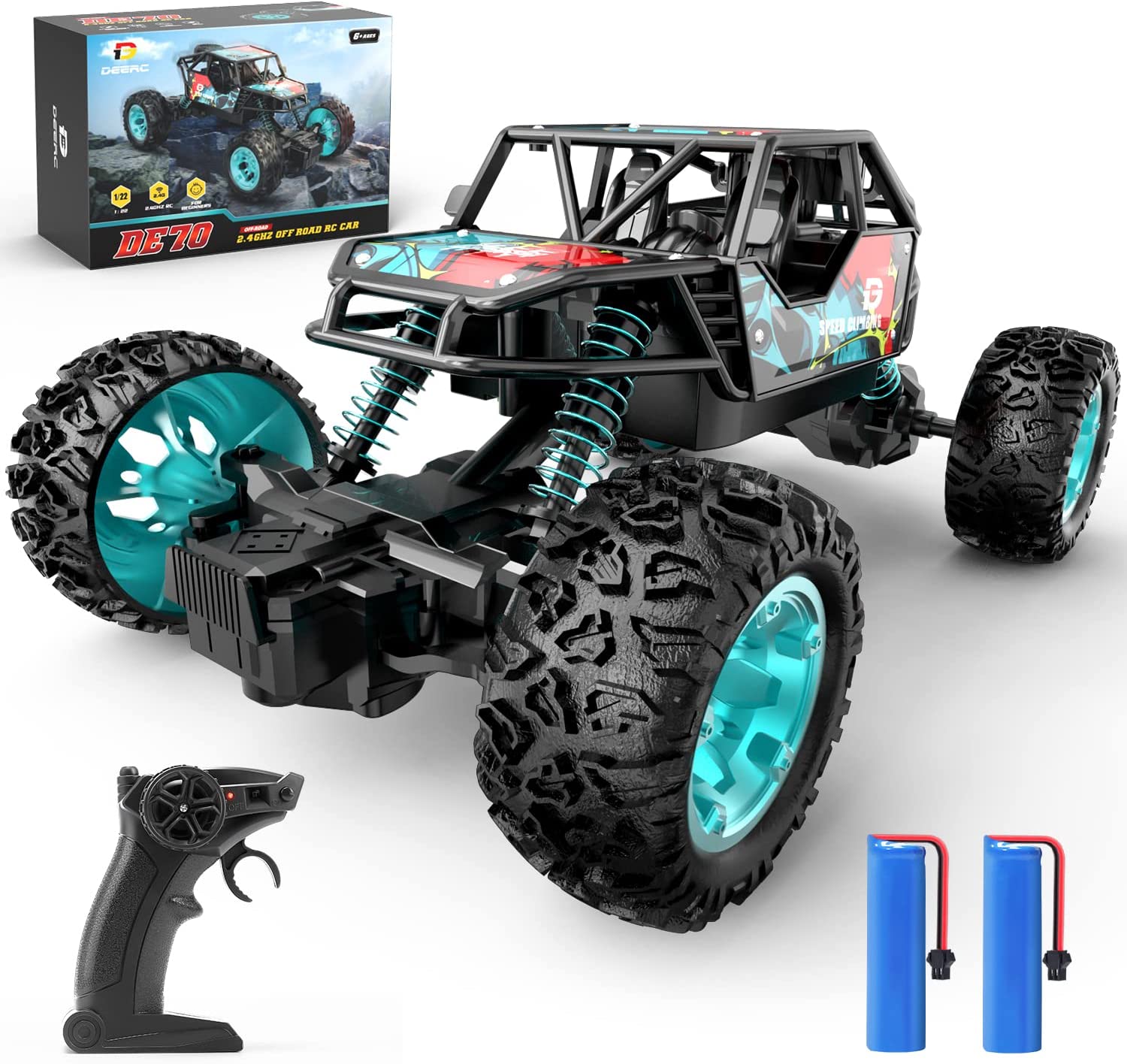 DEERC DE70 Remote Control Truck W/ Metal Shell, 60+ Mins, 2.4G Remote Control Car, 1:22 RC Cars Crawler for Boys, RC Monster Trucks, Toy Vehicle Car Gift for Kids Adults Girls