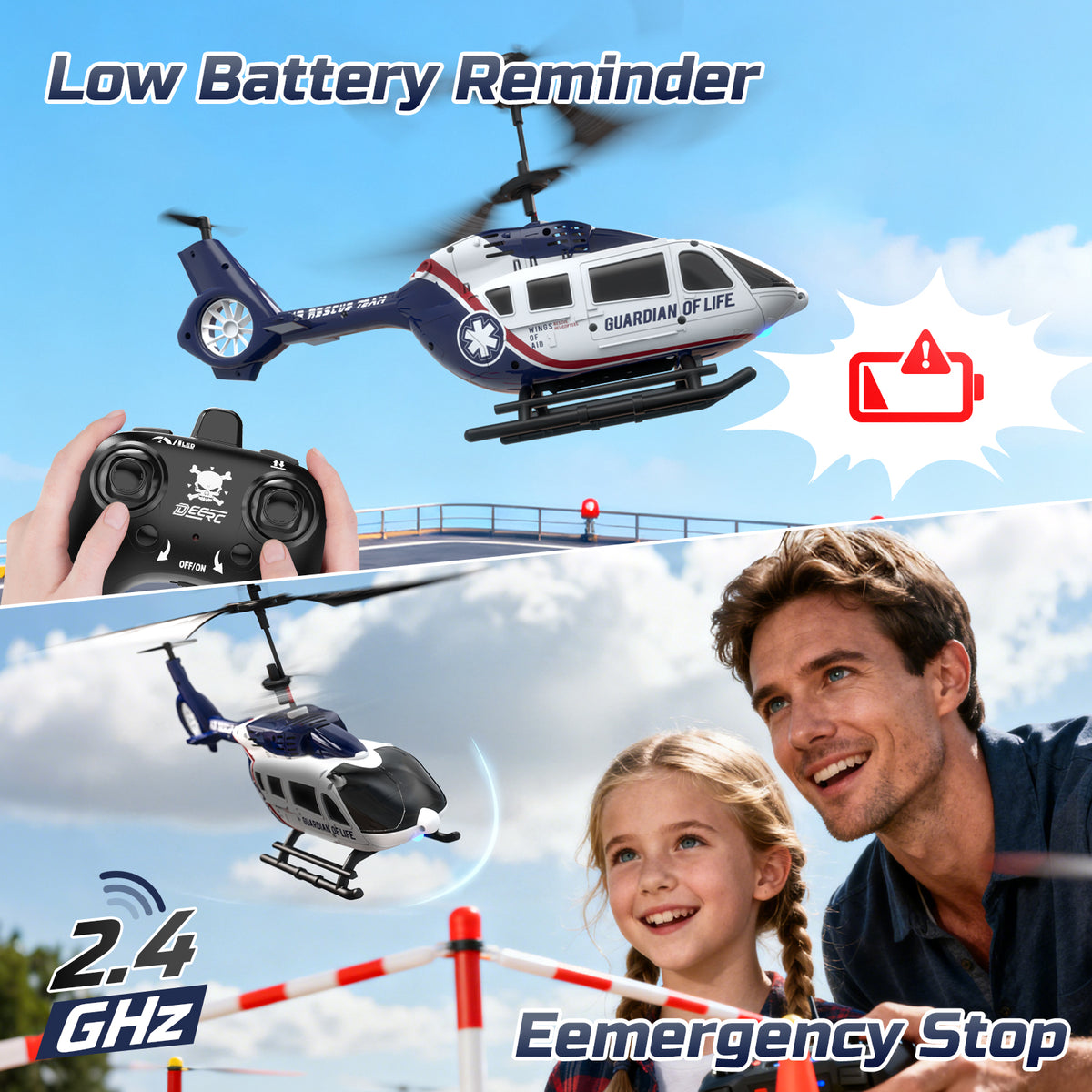 DEERC RC Helicopter,Rescue Remote Control Helicopter for Kids & Adults