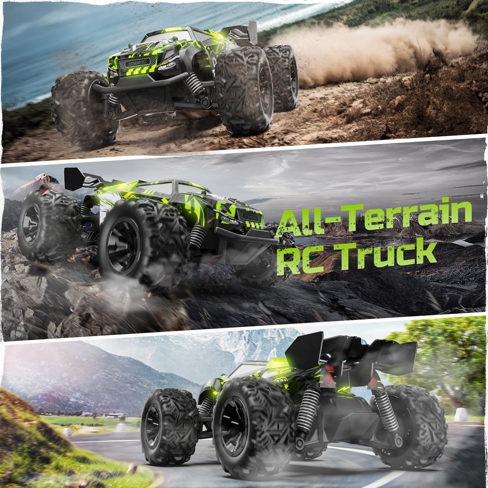 DEERC Remote Control Car, Glowing Eagle RC Cars for Boys Age 8-12 W/ 2 Rechargeable Batteries for 40 Min Play, 2.4Ghz All Terrain Off-Road RC Monster Truck Toys for Kids Birthday Xmas Gift