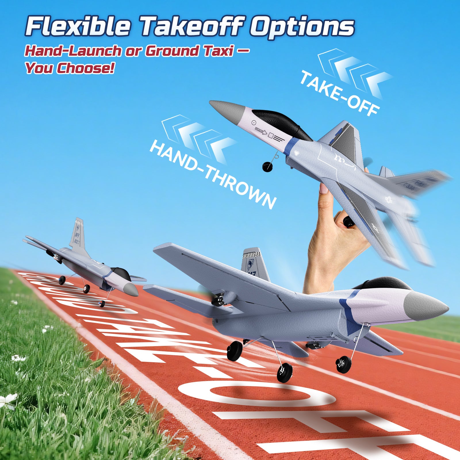 DEERCF16 Fighting Falcon RC Plane,3CH Remote Control Airplane Fighter Toys,2.4GHz 6-axis Gyro Stabilizer RTF Glider Aircraft Plane with 2 Batteries,Easy to Fly for Beginners Kids Adults