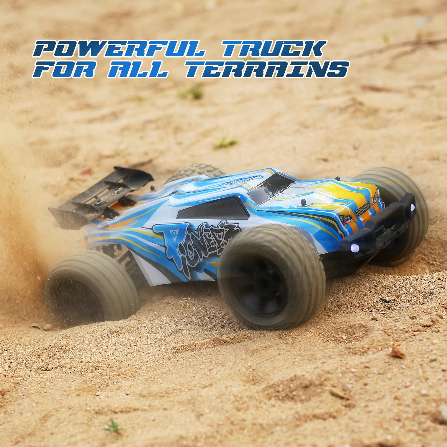 DEERC Remote Control Car 1:10 Scale RC Cars 48+ KM/H High Speed 40+ min Play , 4WD All Terrains Off Road Monster Truck for Adults and Kids Hobby RC Truck Vehicle, 2 Battery Crawler Toy Gift for Boys