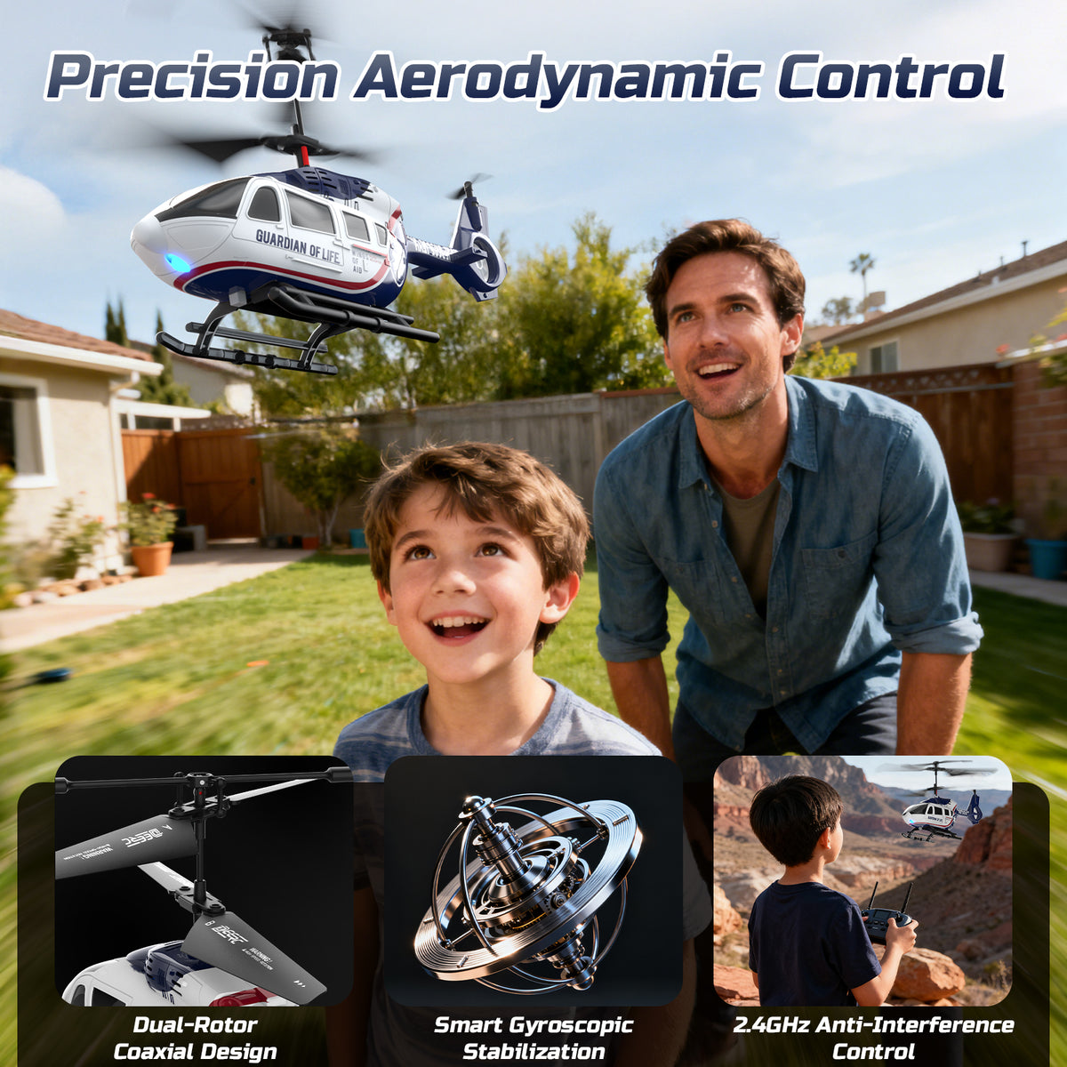 DEERC RC Helicopter,Rescue Remote Control Helicopter for Kids & Adults