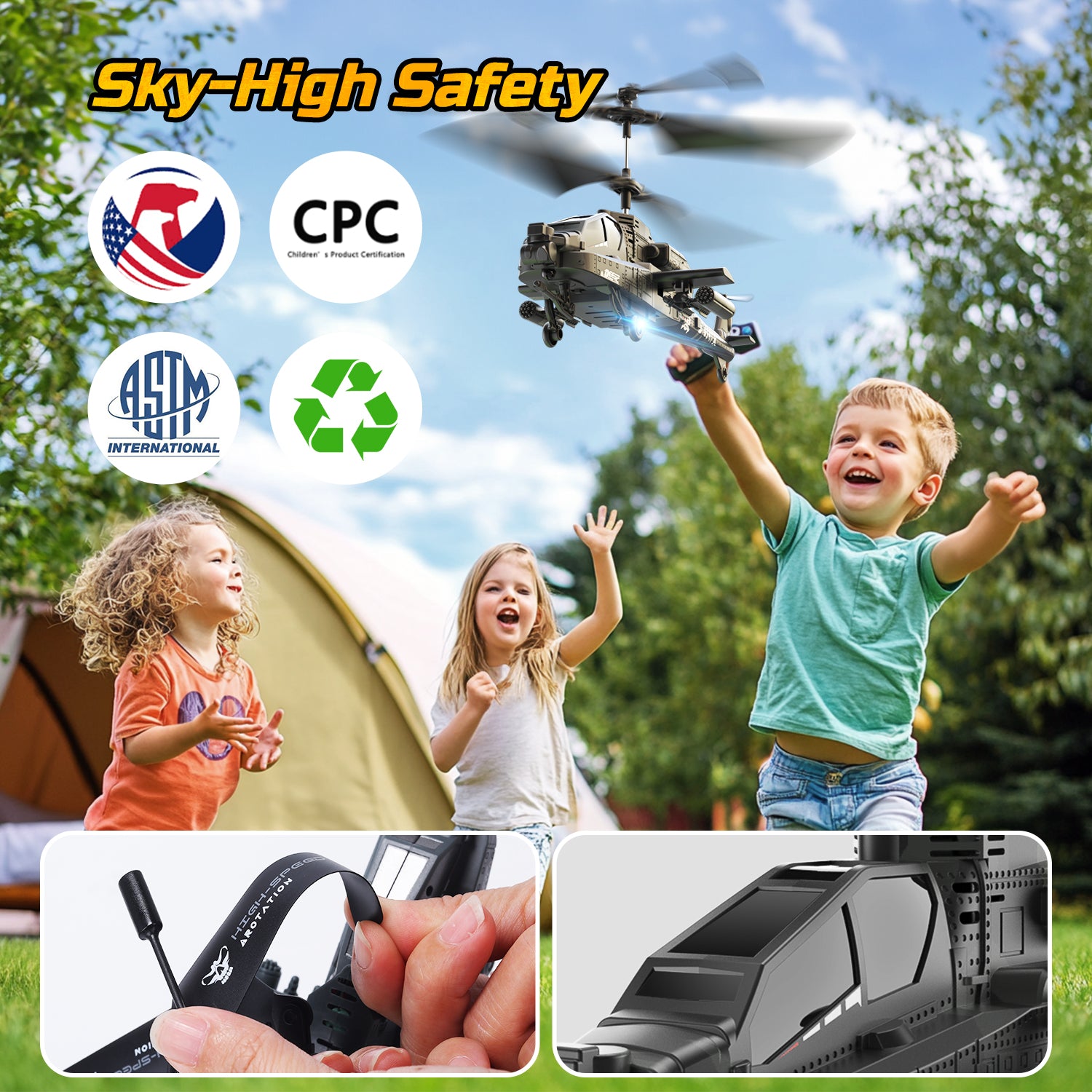 DEERC RC Helicopter, RC Plane for Kids and Adults, 2.4GHz Remote Control Helicopter, 26 Mins Flight Time, LED Lights & Altitude Hold, 2 Batteries, Kids Toy for Ages 8-12