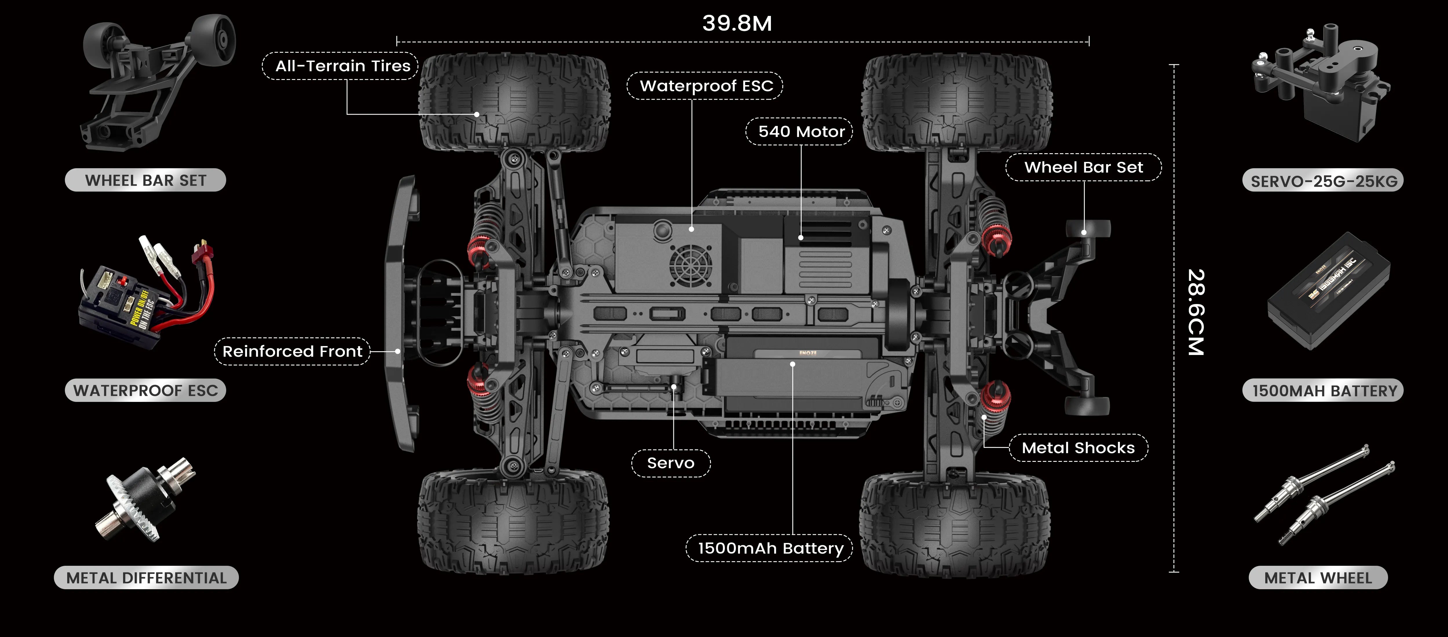 DEERC 9201E/9203E/9206E/9207E/207E RC Car Accessories (Version B)
