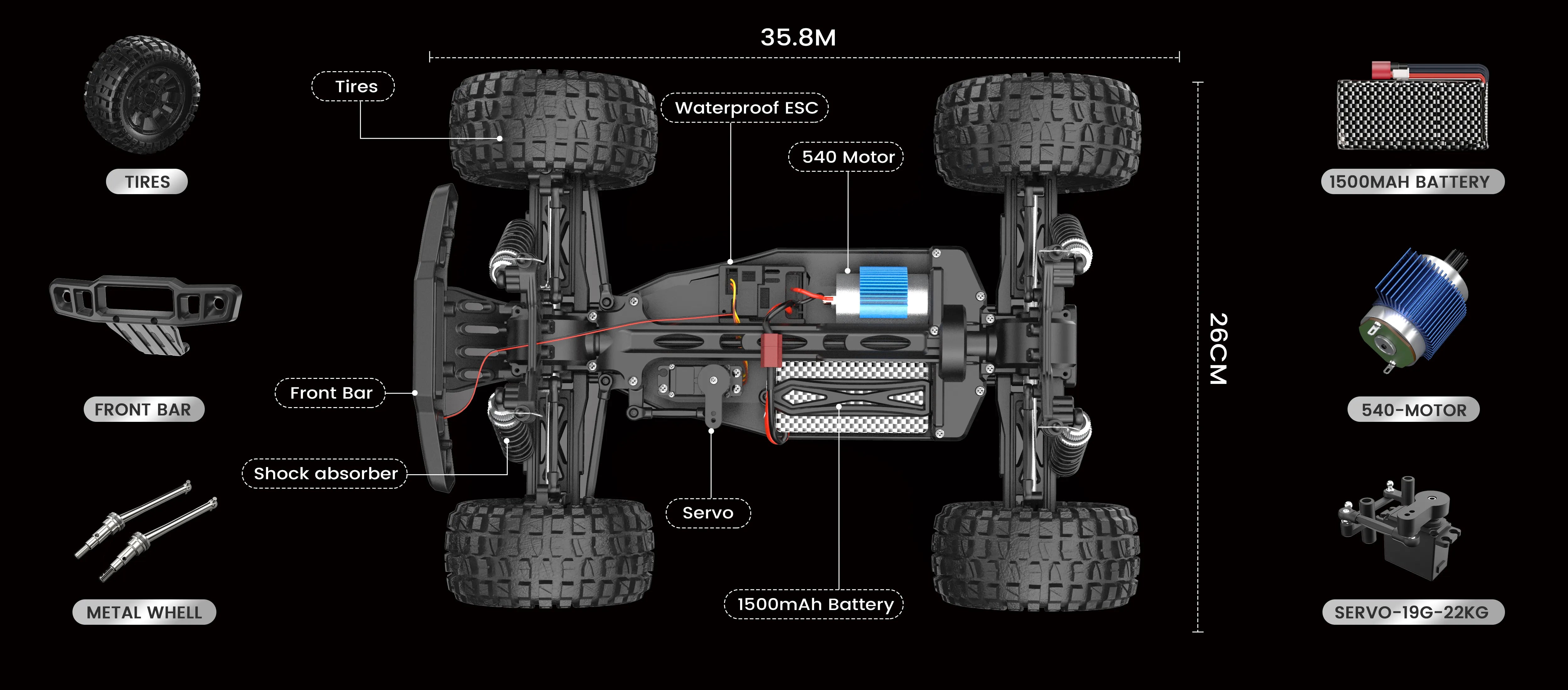 DEERC 9200E/9201E/9203E/9205E/9206E/200E/210E RC Car Accessories (Old Version)