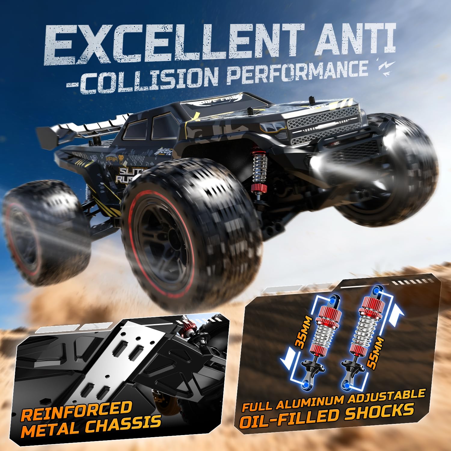 DEERC 209E 1:10 Fast Brushless RC Car for Adults & Boys, 60+ KMH High