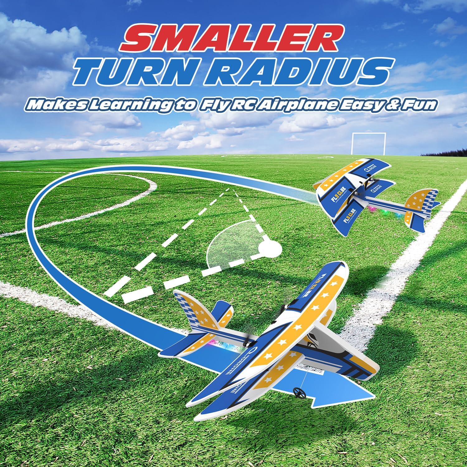 DEERC RC Plane, 2.4GHZ Remote Control Airplane W/ 3 Batteries & 6-axis Gyro Stabilizer, 2CH RTF RC Glider Toy for Beginners Kids Boys Girls Adults