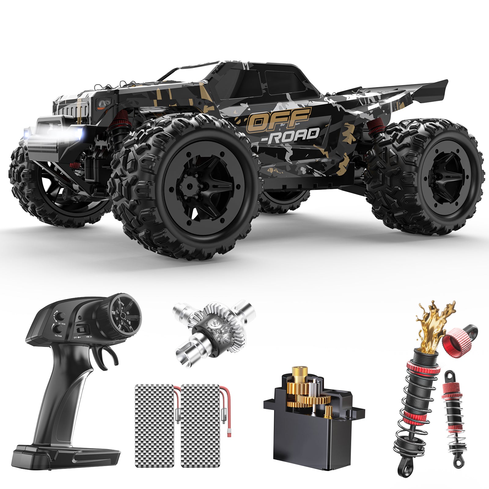 DEERC 9309E 1/16 All Terrain Fast RC Cars for Adults 40KPH,4WD Electric Off-Road Remote Control Monster High Speed Car,Waterproof Monster