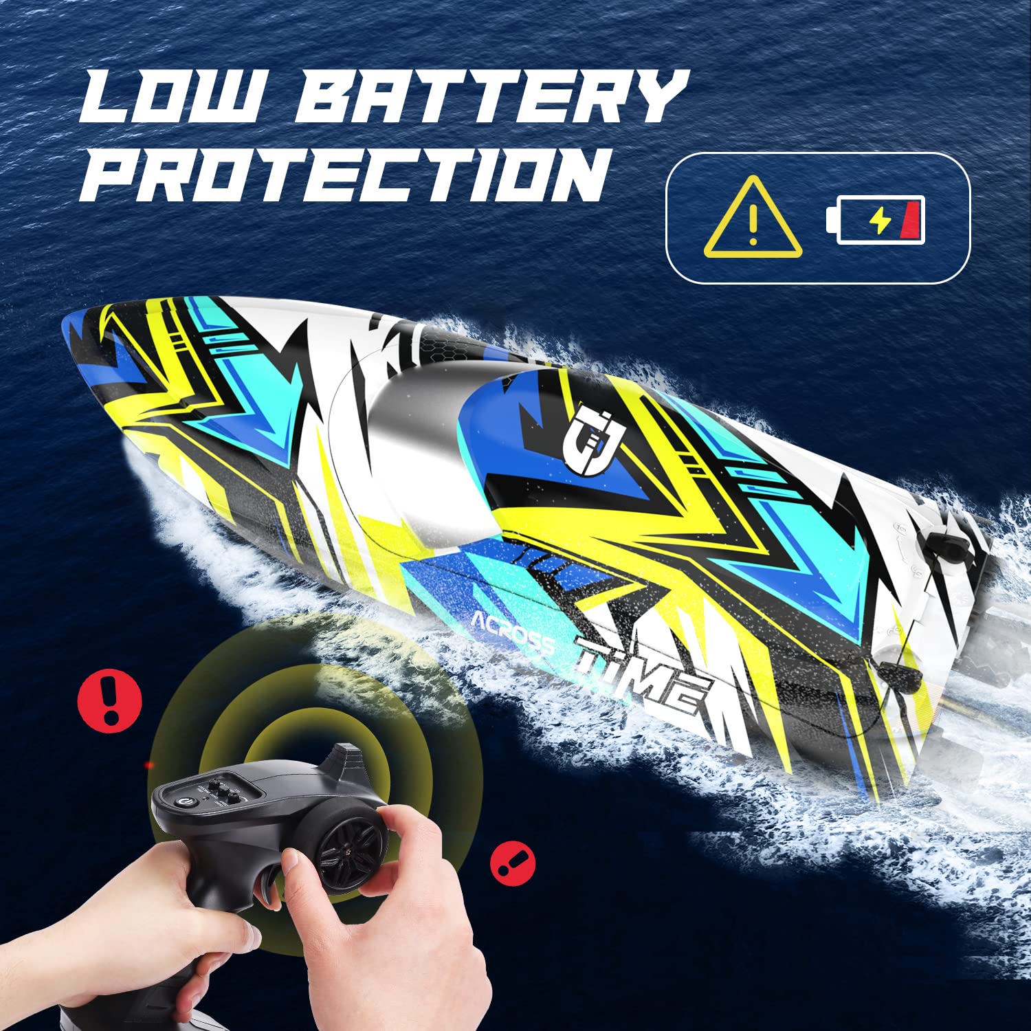 DEERC Brushless Remote Control Speed Boat, 30+ mph Racing RC Boat, Full Proportional 2.4Ghz, Self-Righting with LED Light for Adults & Kids