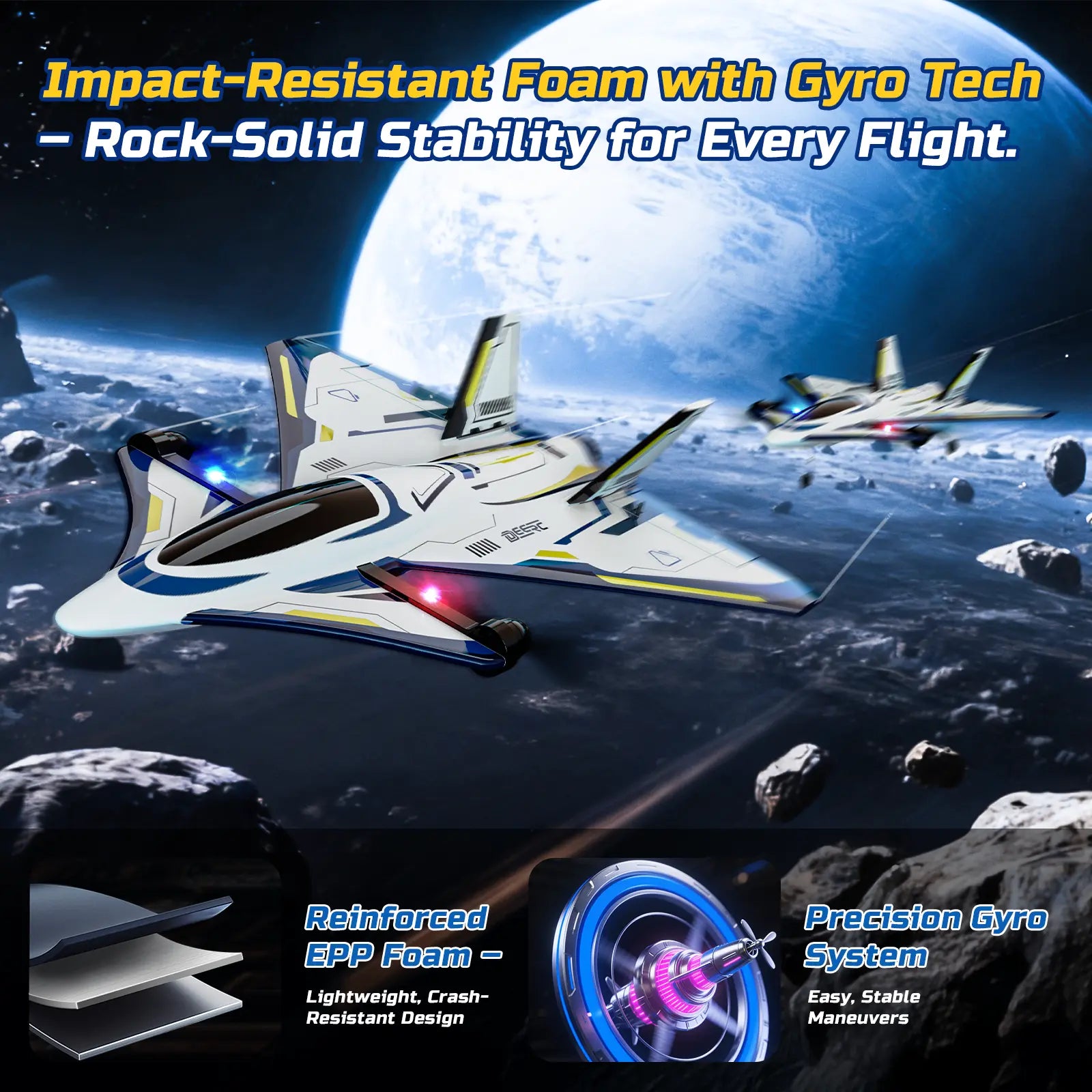 DEERC 4CH Brushless RC Plane,Sci-Fi Remote Control Jet Hobby Airplane