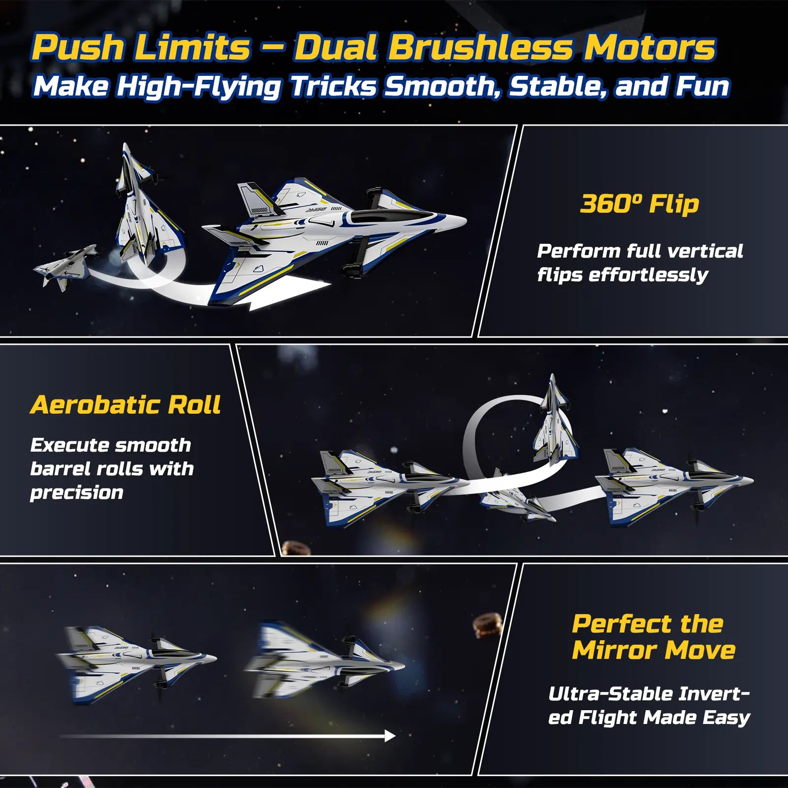 DEERC 4CH Brushless RC Plane,Sci-Fi Remote Control Jet Hobby Airplane