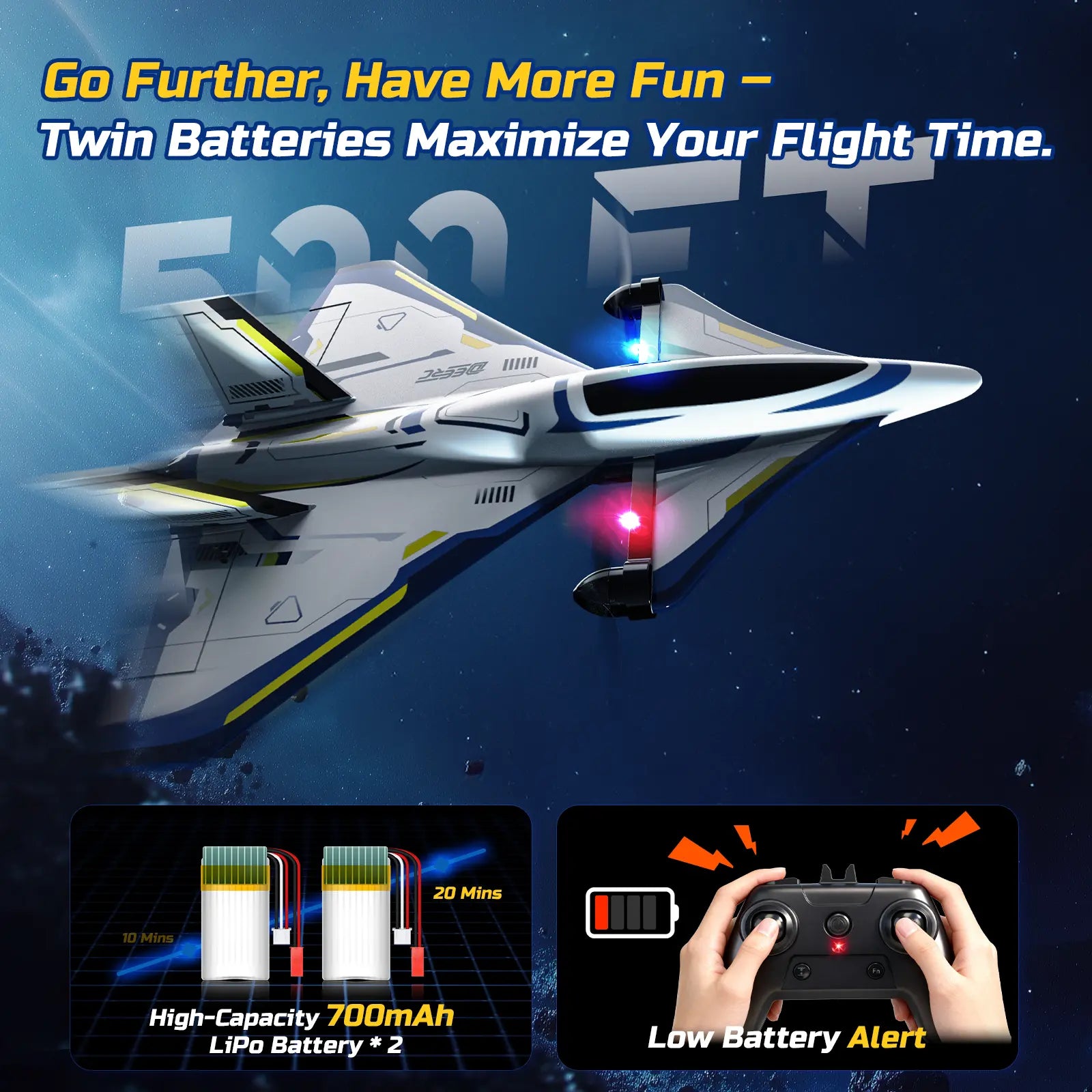 DEERC 4CH Brushless RC Plane,Sci-Fi Remote Control Jet Hobby Airplane