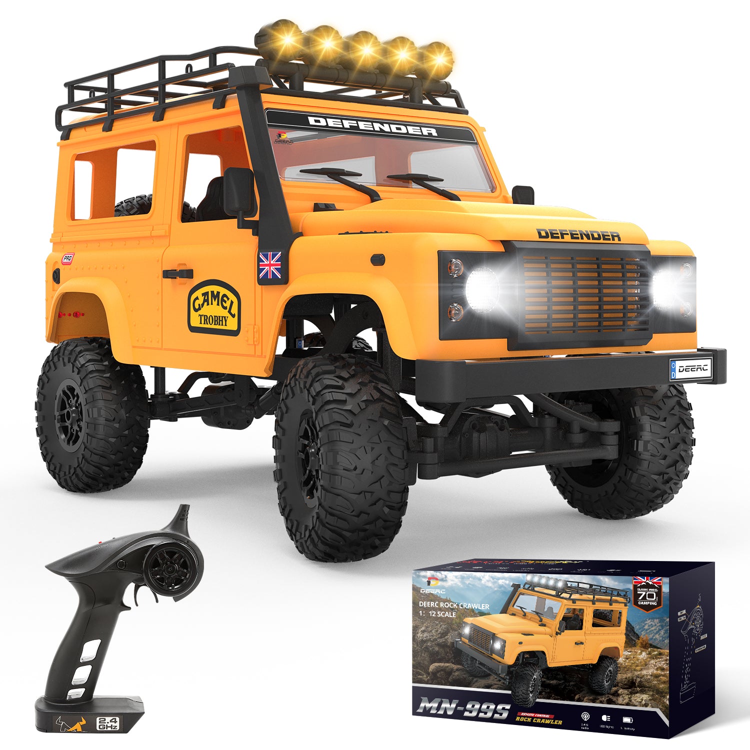 DEERC 1:12 RC Cars, 4x4 Rock Crawler, Off-Road Remote Control Truck W/LED Light System, 100 Min Play, 2.4Ghz All Terrain RTR Electric Vehicle Toy