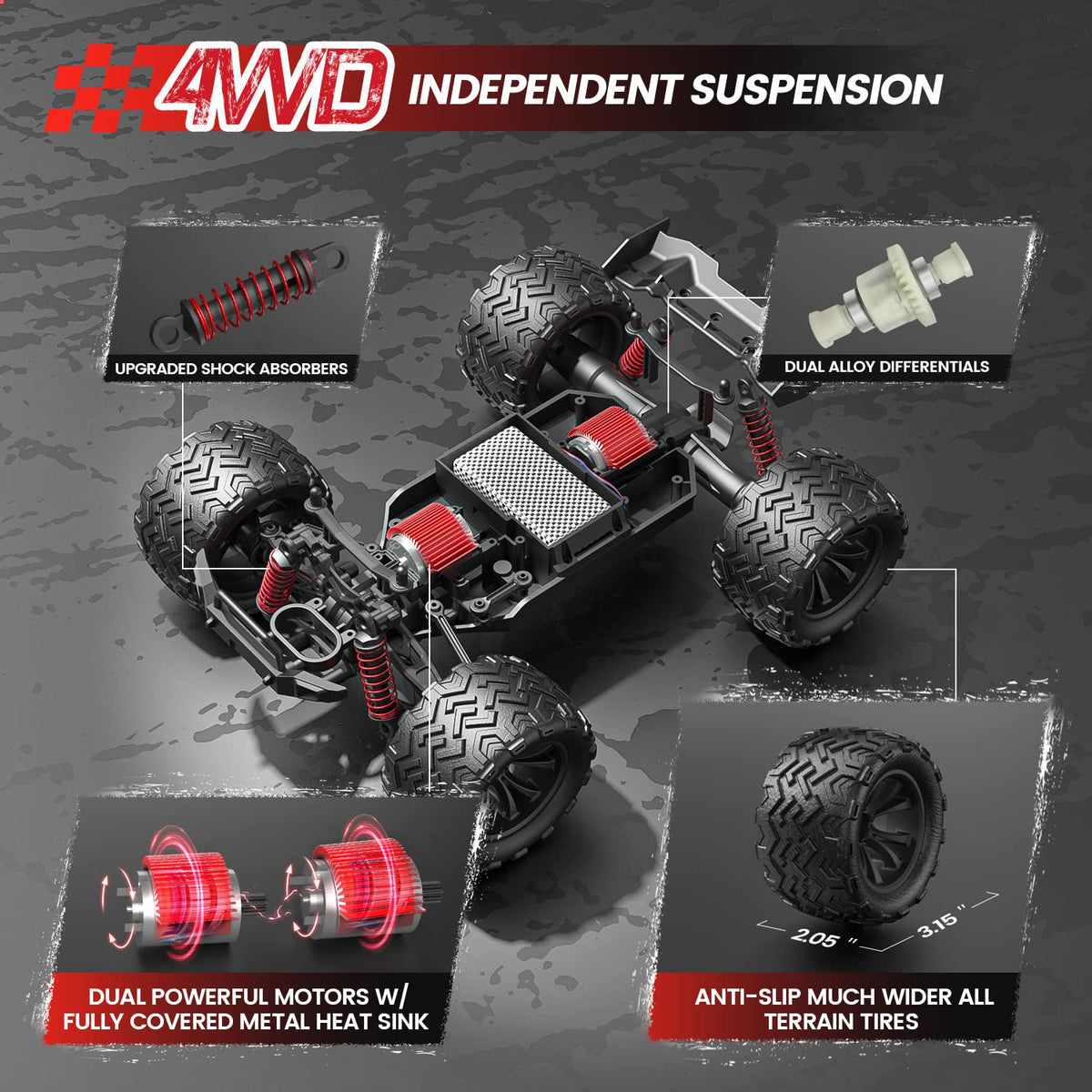 Deerc Mods DEERC 9500E 1:16 Scale High Speed RC Car, RC Monster Truck,Racing Hobb