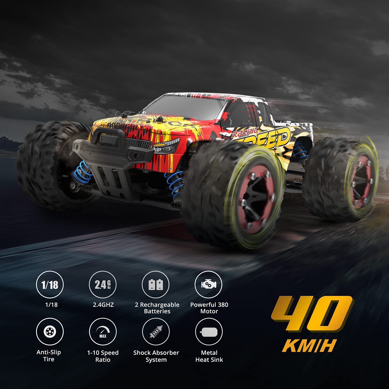 RC Cars 1:18 Brushless RC Car For Adults & Boys, All-Metal Drivetrain Off-Road RC Monster Truck