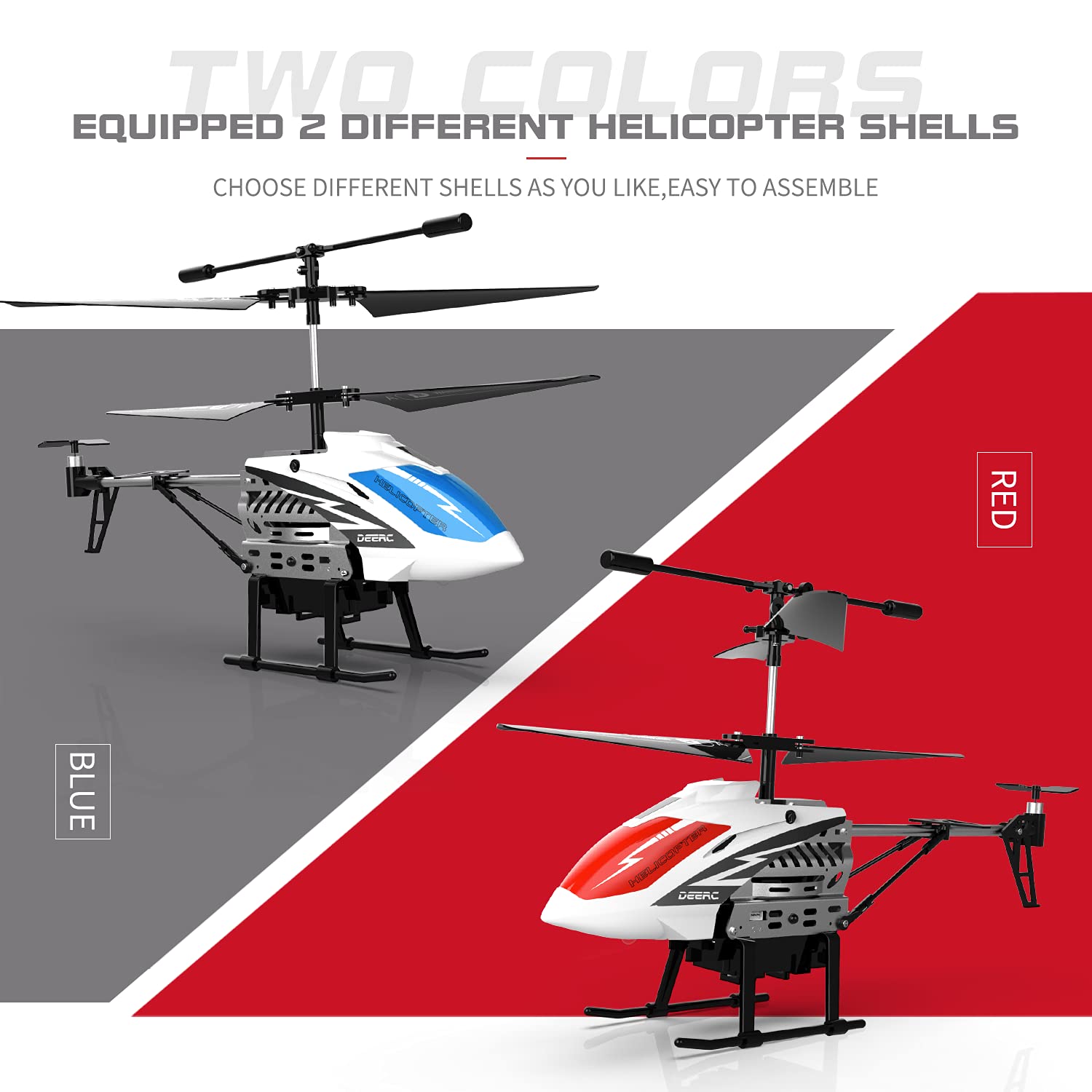 DEERC DE51 Remote Control Helicopter Altitude Hold RC Helicopters with Gyro for Adult Kid Beginner,2.4GHz Aircraft Indoor Flying Toy with 3.5 Channel,High&Low Speed,LED Light,2 Battery for 20 Min Play