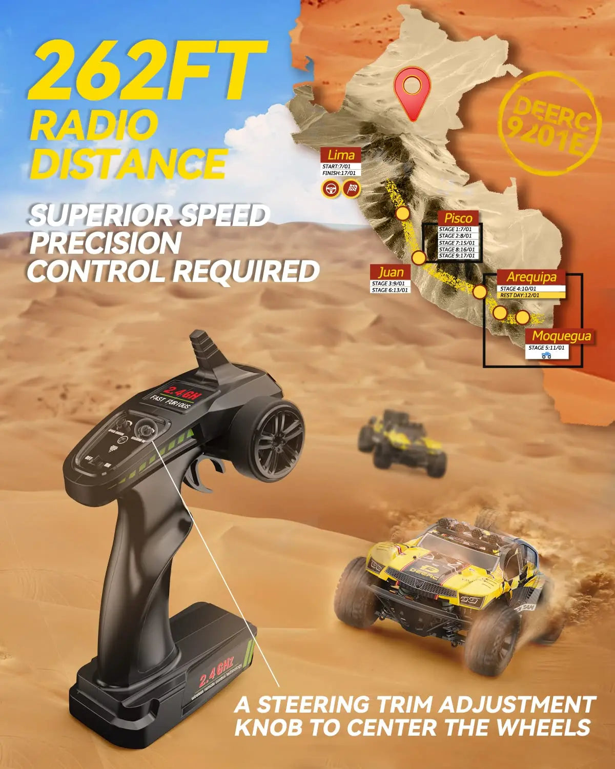 Deerc De49 Control By Raspberry Pi DEERC 9201E 1:10 Large Remote Control Truck with Lights, Fast Short Co